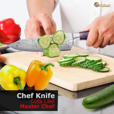 Професійний ніж ORBLUE 8 Chef Knife - ніж з нержавіючої сталі з нековзною ергономічною ручкою, гострий кухонний ніж, ніж для шеф-к