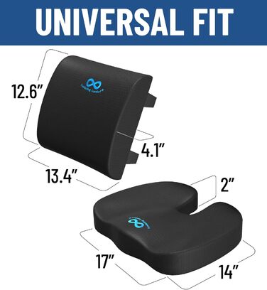 Комплект подушок для сидіння та спинки Everlasting Comfort Піна з ефектом пам&39яті з гелевим напиленням Ергономічна опорна подушка для офісного крісла, автомобіля та ігор Нековзка, дихаюча та мийна чорна гелева подушка з поперековою підтримкою