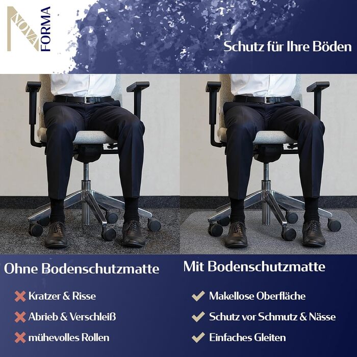 Захисний килимок для підлоги DURA-MAT з полікарбонату - прозорий килимок для стільців для килимових покриттів - перевірений килимок для офісних стільців для надійного захисту підлоги (100x120 см) Килимові покриття 100x120 см