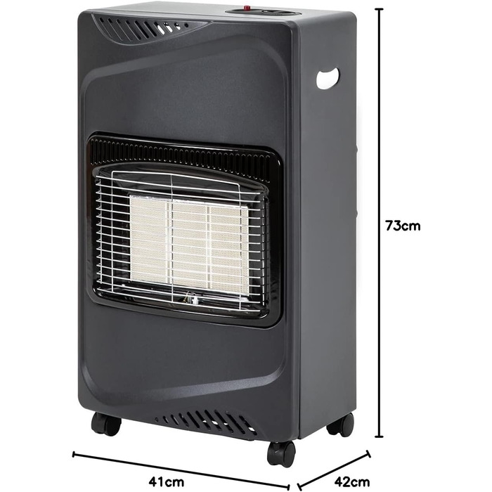 Газовий обігрівач Heidenfeld Inferno GH100, 4200 Вт, газовий обігрівач для використання в приміщенні, газова духовка, газовий обігрівач, газові балони до 15 кг, газовий шланг (чорний)