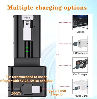 Слотовий зарядний пристрій, зарядна станція, підходить для дверних дзвінків Ring та акумуляторів камер, зі світлодіодним дисплеєм, сумісний з відеодомофоном 2/3/4/3 Plus/Spotlight Cam/Peephole Camera, 2 шт., 3-