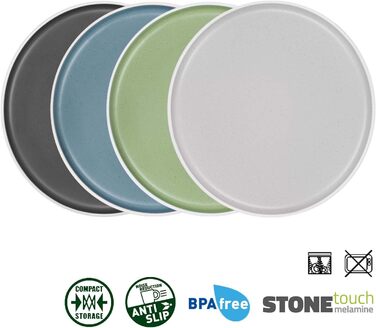 Набір меламінового посуду для кемпінгу 12 предметів - Тарілки та миски для 2-4 осіб DOLOMIT Midday - Штабелюється, стійкий до подряпин Midday, 12 предметів