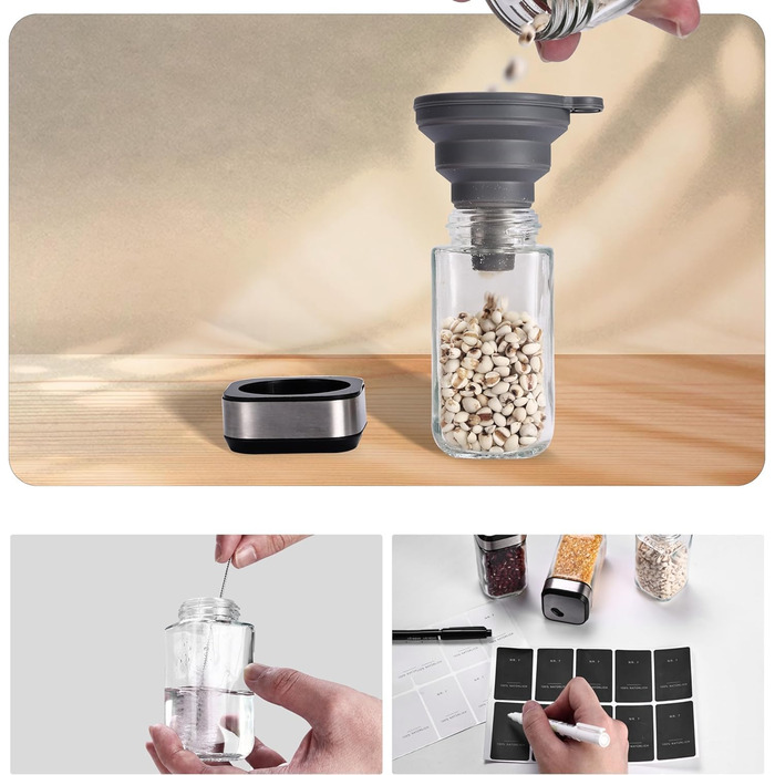 Обертова підставка для спецій з 2 ярусами та 12 баночками для спецій по 120 мл, розмір отвору у формі годинника на 360, карусель для спецій, що обертається на 360, підставка для спецій з нержавіючої сталі, органайзер для спецій для легкого доступу до спец