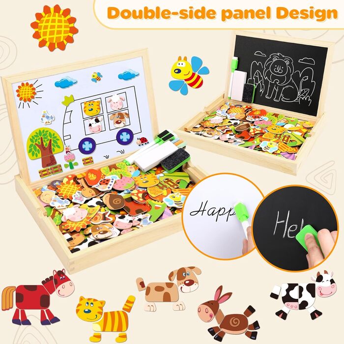Дерев&39яна іграшка-головоломка COOLJOY, 100 шт., дерев&39яна магнітна головоломка для дівчаток, ферма, шаблони, ігри, подарунок,