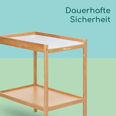 Пеленальний столик для немовлят, 012 місяців (11 кг), включаючи пеленальний килимок, водонепроникний, легко чиститься, перевірено на безпеку, легкий доступ для дитини, відділення для зберігання, легке складання, натуральне дерево