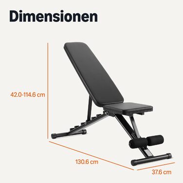 Регульована складна лавка для тренувань Storeo Basics для домашнього спортзалу, чорна, 135 x 38 x 116 см