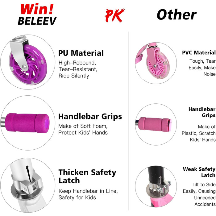 Самокат дитячий 2 колеса, складаний дитячий самокат для дівчаток хлопчиків, педальний самокат зі світлодіодними колесами, що світя