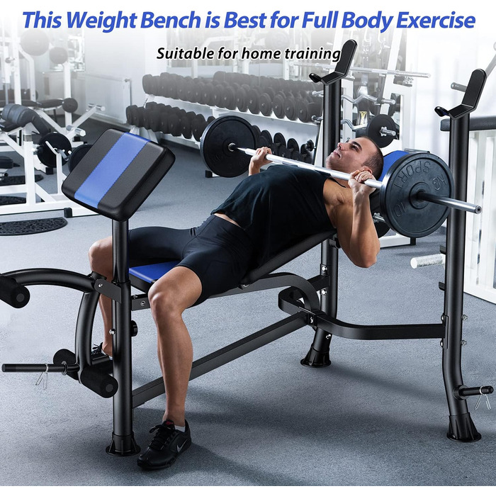 Регульована лава для важкої атлетики WINNOW з розгинанням ніг та згинанням ніг Preacher, домашній тренажерний зал, лава для важкої атлетики, тренування всього тіла, жим лежачи, синій колір