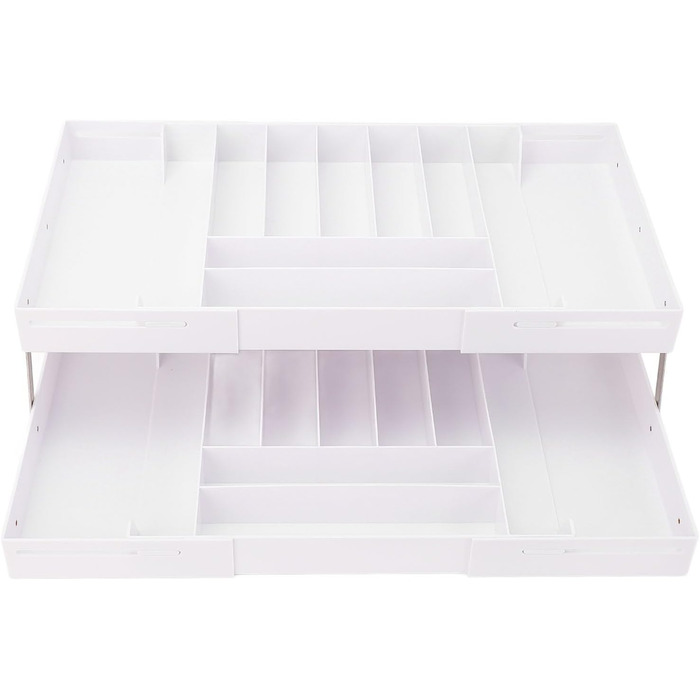 Органайзер для шухляд, складний, стильний, компактний, розширюваний органайзер для столу на кухні та туалетному столику, виготовлений з високоякісного пластику (білого кольору)