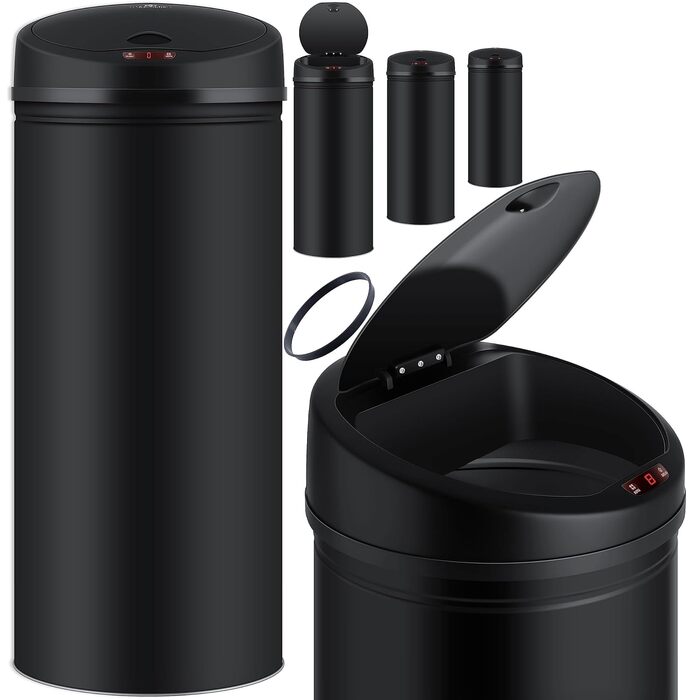 Відро для сміття KESSER Sensor Автоматичне Відро для сміття Відро для сміття Нержавіюча сталь 56 літрів ЧОРНИЙ