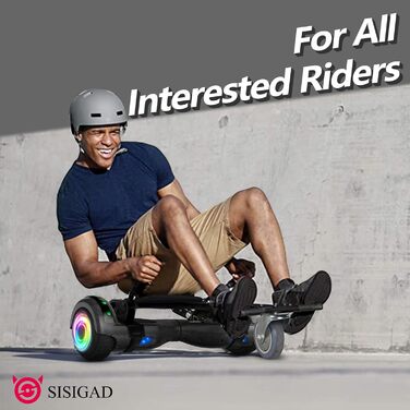 Гіроскутер із кріпленням сидіння – самобалансуючий 6,5" з Bluetooth-динаміком та світлодіодними ліхтарями для дітей, дівчаток та хлопчиків (включно з картингом)