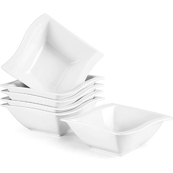 Серія FLORA, набір мисок для порцелянових кремових пластівців з 6 предметів, миска для рису 450 мл, десертна миска для закусок для