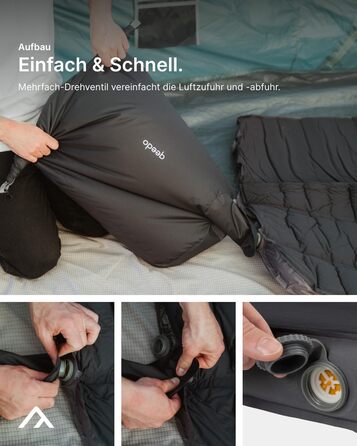 Самонадувальний надувний матрац преміум-класу - М&39який, зручний килимок для сну з м&39якою поверхнею та подвійним клапаном надування, килимок для сну для кемпінгу, подорожей або як гостьове ліжко, темно-синій - Подвійний M