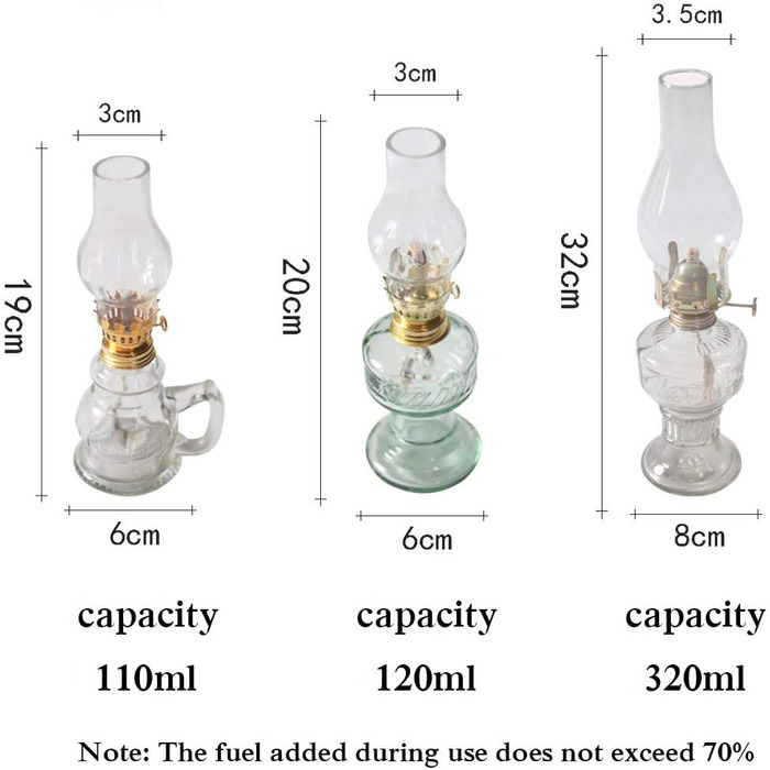 Нафтова лампа, ретро-ностальгічний штормовий ліхтар, проста скляна реміснича лампа аварійного освітлення для прикраси домашнього освітлення (32 см)