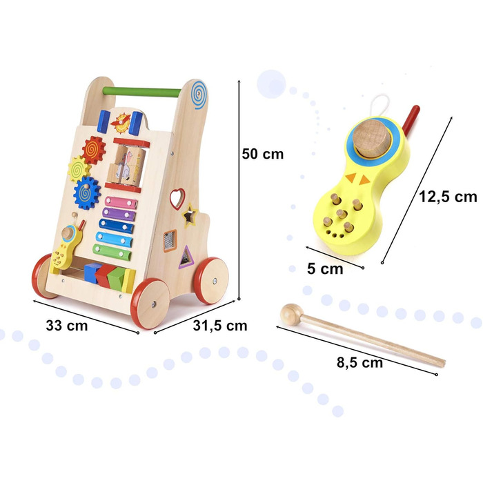 Дитячі ходунки IKONKA 6-в-1, навчальний кубик для перших кроків, іграшка для перенесення, рахування, визначення часу, сортування кольорів, розвитку дрібної моторики, дерев&39яні, веселі кольори, різнокольорові