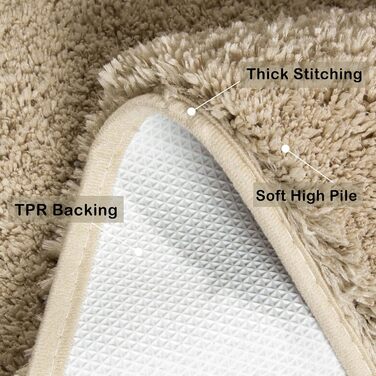 Комплект килимків для ванної кімнати з м&39якої мікрофібри, бежевий, комплект килимків для ванної кімнати з 2 предметів, килимок для душу, що миється, нековзний, пухнастий килимок для ванної та туалету з вирізом, бежевий, 50 x 80 50 x 50 см (комплект з 2 