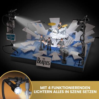 Колекційна будівельна іграшка, 681 деталь, 4 рухомі фігурки учасників гурту та світлодіодні ліхтарі, набір для колекціонерів для с