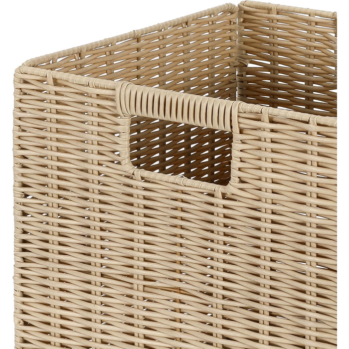 Набір із 4 предметів кошик з полицями Kallax Expedit/плетений кошик Kallax / 30,5 x 30,5 x 30,5 В см/пластиковий кошик з полицями/складаний кошик, плетений кошик/полиця-коробка для зберігання/кошик для зберігання, складний кошик з полицями, бежевий, 02