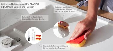 Набір для чищення BLANCO DeepClean SILGRANIT Засіб для чищення та догляду за гранітними мийками Набір для чищення все в одному (DailyCleanDeepClean SILGRANITгубка Spontex) Професійний очищувач Silgranit