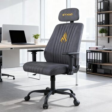 Розкішне офісне крісло Symino, ергономічне ігрове крісло, функція гойдання та регульоване по висоті поворотне крісло, крісло для домашнього офісу, крісло для столу, крісло керівника та комп&39ютерне крісло, 150 кг (імітація замші, сірий) Імітація замші, с