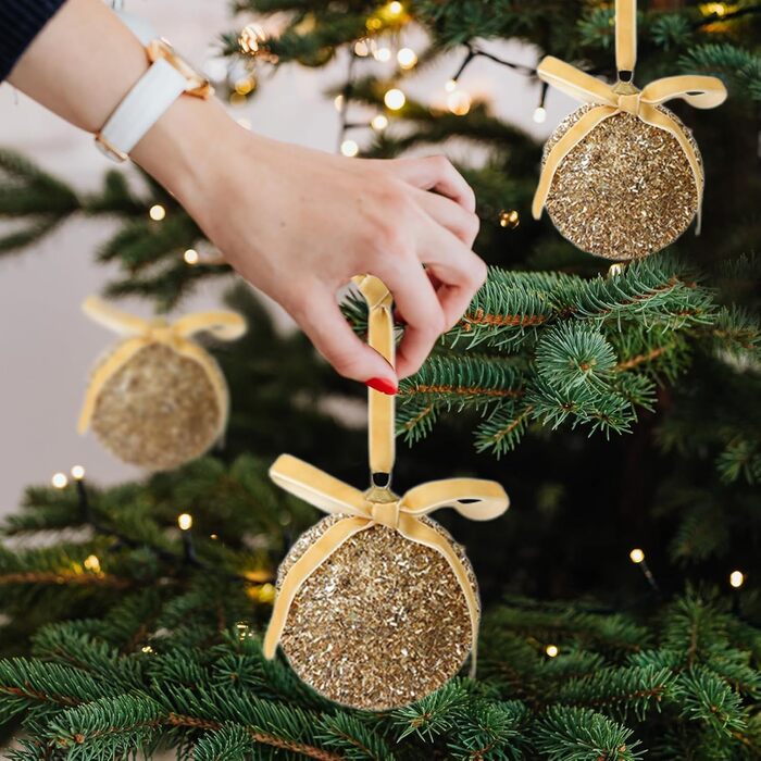 Набір різдвяних кульок блискучі 16 шт золоті Lergas