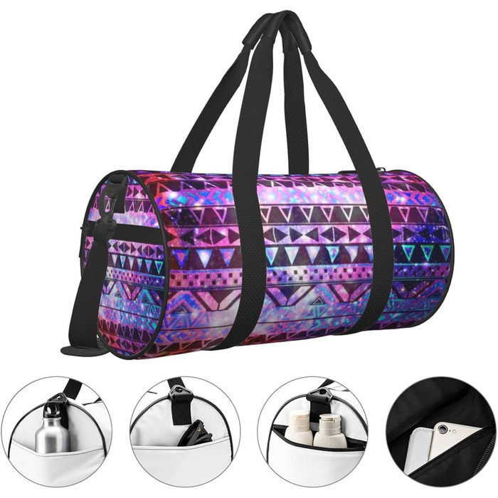 Спортивна сумка-мішок для подорожей, блискучий принт, чорна, універсальний розмір