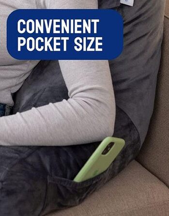 Змінний чохол для подушки для читання ComfortSpa для спинки 19 дюймів, поліестеровий велюр, можна прати в пральній машині та сушити в сушильній машині, сірий