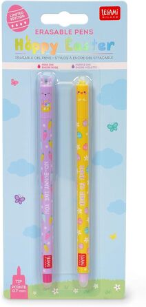 Набір із 2 гелевих ручок, що стираються, пасхальний випуск, ручки зі стираним чорнилом, рожевий, фіолетовий, ручка, що стирається, стирається без використання паперу, наконечник 0,7 мм, HOPPY EASTER