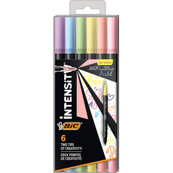 Подвійні фломастери BIC Intensity, упаковка з 6 шт. , різноманітні пастельні фломастери для розмальовок і наборів для активності дорослих