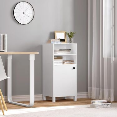 Кухонна шафа WOLTU з винною полицею, книжковою полицею, кухонною полицею, багатофункціональною шафою для зберігання, книжковою шафою, з дверцятами та регульованими полицями, білою, 48x108x40 см, KSK01ws