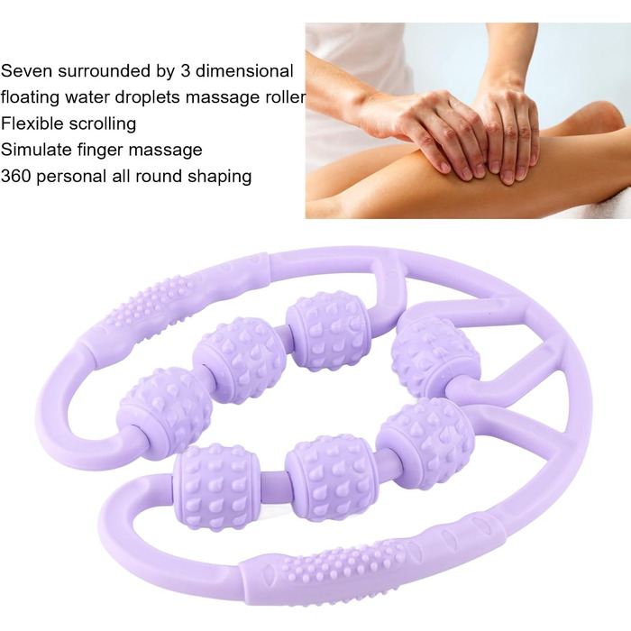 Масажний ролик, U-подібна форма Trigger Point Massage Roller 7 коліс Масажний ролик для литок ніг рук знімає біль у м'язах, знімає біль, скутість і напружені м'язи