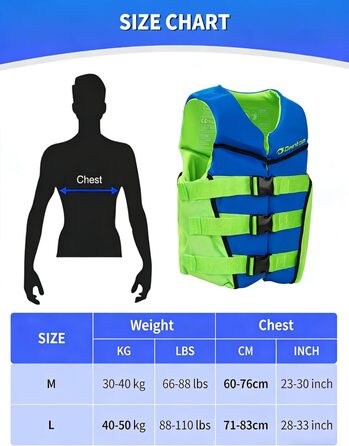 Рятувальний жилет Owntop для підлітків та дітей, регульований рятувальний жилет з потрійними ременями безпеки, легкий рятувальний жилет для каякінгу, плавання, риболовлі, жилет для підводного плавання, синій, розмір M