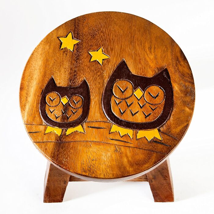Дитячий стілець, табурет, дитячий стілець з масиву дерева з тваринним мотивом сови, висота сидіння 25 см для нашої дитячої групи с