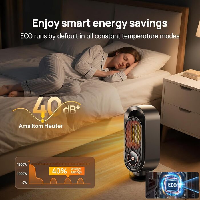Електричний вентилятор-обігрівач, портативний кімнатний обігрівач, енергозберігаючий швидкий PTC-обігрівач потужністю 1500 Вт, керамічний вентилятор-обігрівач з термостатом, таймером та 3 режимами, захист від перегріву та перекидання для офісу та спальні