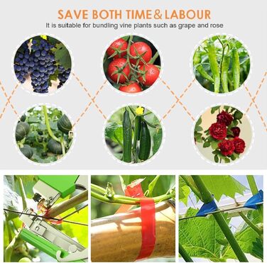 Машина для обв&39язування рослин, інструмент для обв&39язування рослин, пристрій для обв&39язування рослин з 10 000 цвяхів та 20 рулонами кольорової садової стрічки, машина для обв&39язування садів, інструмент для обв&39язування стрічкою для фруктів, дере