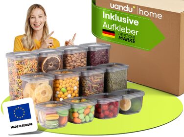 Герметичні контейнери для зберігання продуктів uandu з кришками Кухонні коробки для зберігання Зберігання та організація Набір контейнерів для зберігання продуктів Без BPA Кухонний органайзер Набір контейнерів для зберігання продуктів з 12 предметів Кухон