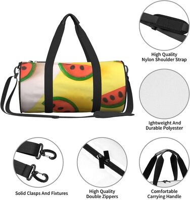 Спортивна сумка, дорожня сумка, літня сумка, з принтом кавуна, сумка на нічліг, чорна, універсальний розмір