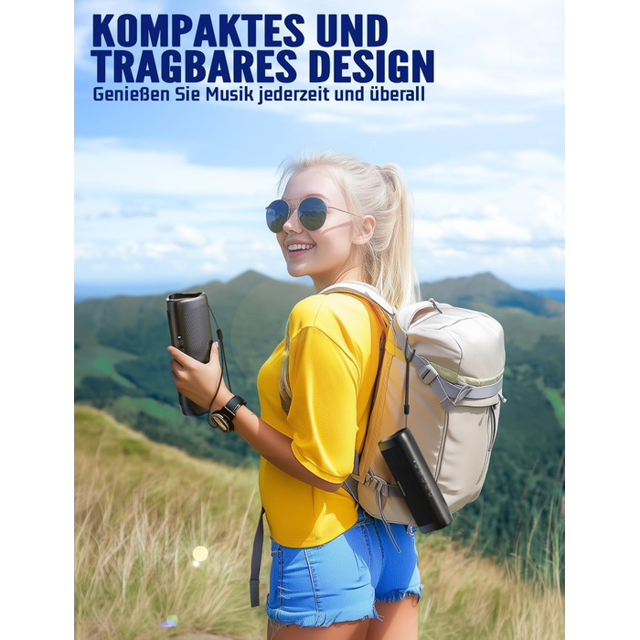 Час роботи 24 години Радіус дії 30 метрів Функція Hands-Free IPX5 Водонепроникний, 5.3 Portable Music Box with TWS Stereo RGB Lights