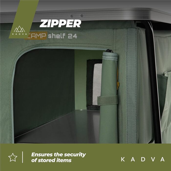 Кемпінгова шафа CAMPShelf 24, розміри 66,5 x 90 x 139 см. Кемпінгова шафа виготовлена з міцного матеріалу. Легка та стійка конструкція. Легко збирається та транспортується. Колір зелений.