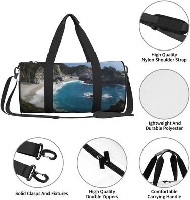 Спортивна сумка, дорожня сумка, пляжна сумка з принтом Водоспад, сумка на нічліг, чорна, універсальний розмір