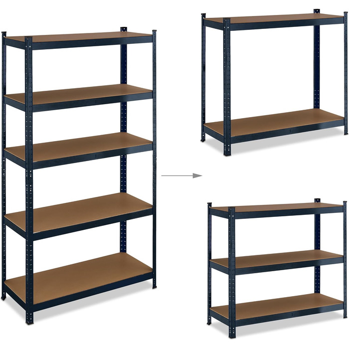 Полиця для зберігання Relaxdays для важких умов експлуатації, 5 ярусів, ВШХ 180 x 100 x 40 см, до 500 кг, сталь, чорна