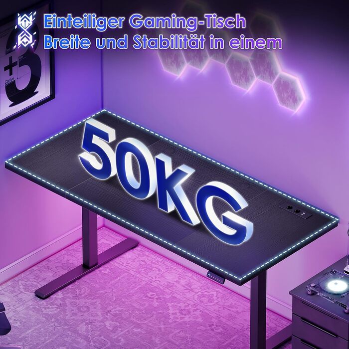 Стіл OffiGo з регульованою висотою 180x70 см, стільниця 35 мм, електричний стіл з розеткою, стіл для роботи стоячи з міцними Т-подібними ніжками, ідеальна ергономіка для офісу, ігор, чорний 180 x 70 см (35 мм)