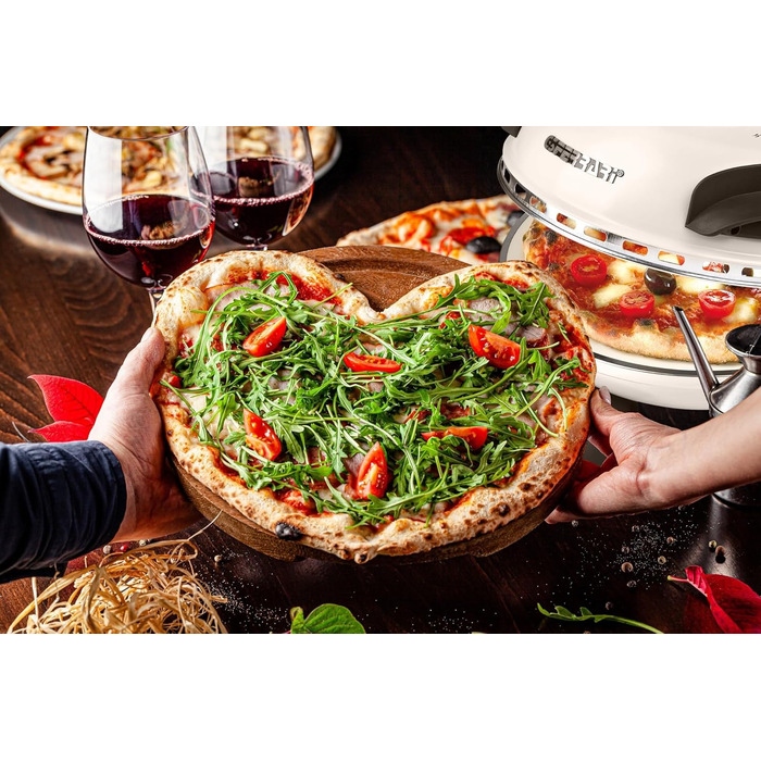 Електрична піч для піци G3Ferrari Delizia G1000617 Icy Cream - обмежена серія - до 400 градусів з вогнетривким натуральним каменем/піцою та багато іншого. за 3 хвилини / також для столу та саду