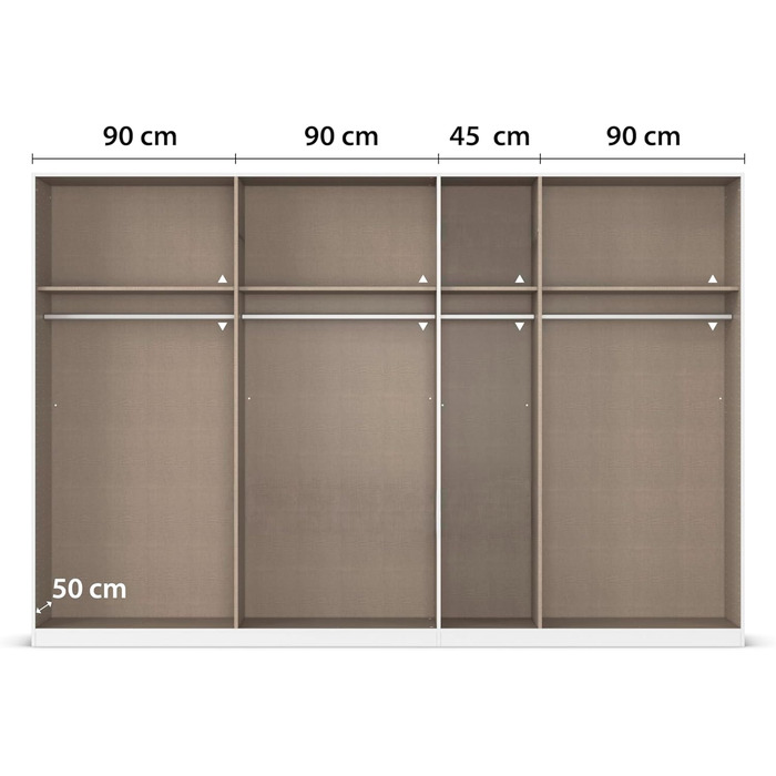 Меблі Rauch Alabama, шафа для спальні, дитячої кімнати, вітальні, гардеробної, передпокою, 7-дверна, з основними аксесуарами, колір білий, ширина 315 см