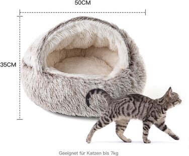 Котяче ліжко Пухнаста котяча ковдра, 50 см Затишне котяче ліжко для великих кошенят Миле ліжко для собак Собачий будиночок М&39яке зручне кавове