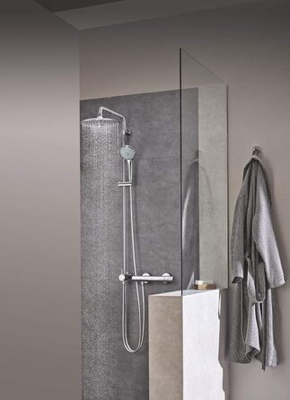 Душовий набір GROHE Vitalio Joy 260 без змішувача, економний (8 л/хв), з верхнім душем (3 режими струменя) та штангою 74 см, хром, 27421002, Ø 260 мм