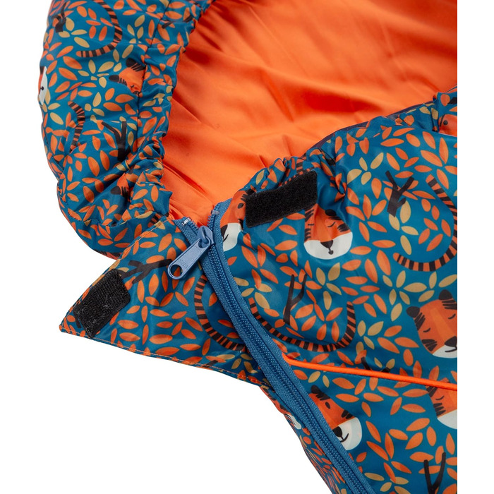 Спальний мішок унісекс Trespass Bunka на 3 сезони з наповнювачем з порожнистого волокна, бірюзовий, з тигровим принтом