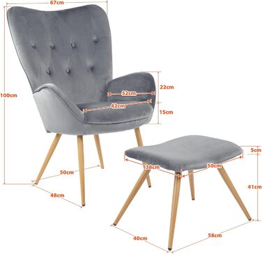 Крісло-гойдалка ALBATROS York з підніжкою Зручне оксамитове крісло та крісло-реклайнер золотого кольору Вінтажне крісло для читання та крісло-ліжко для вітальні Сертифіковане крісло для відпочинку SGS