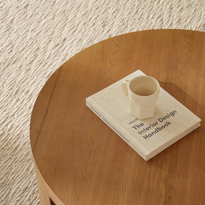 Круглий журнальний столик, круглий дерев&39яний стіл для вітальні з великою кількістю місця для зберігання, 2-ярусний круглий дерев&39яний журнальний столик, сучасні меблі в сільському стилі для вітальні та спальні, журнальний столик з натурального дерева