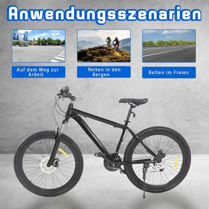 Дюймовий преміальний гірський велосипед, 21 швидкість, подвійні дискові гальма, чоловічий велосипед для всіх типів доріг, гірський велосипед для дівчат, хлопчиків, чоловіків та жінок, чорний, 26-